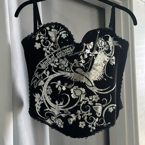 Gorgeous Silver & Rhinestone Kimikal Couture Corset Top